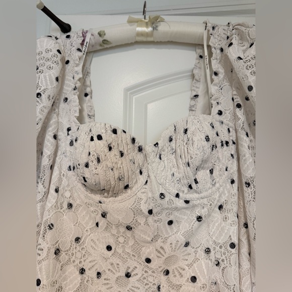 For Love & Lemons Donna Puff Sleeve Floral Lace Mini Dress - Picture 8 of 14